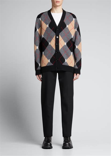 Burberry Men's Ackerman Argyle Cardigan Sweater 